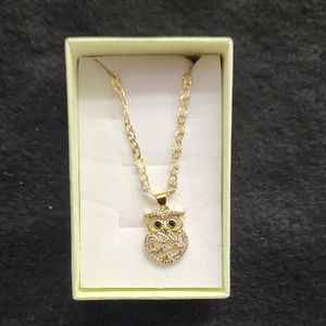 Gold Owl Pendant Necklace